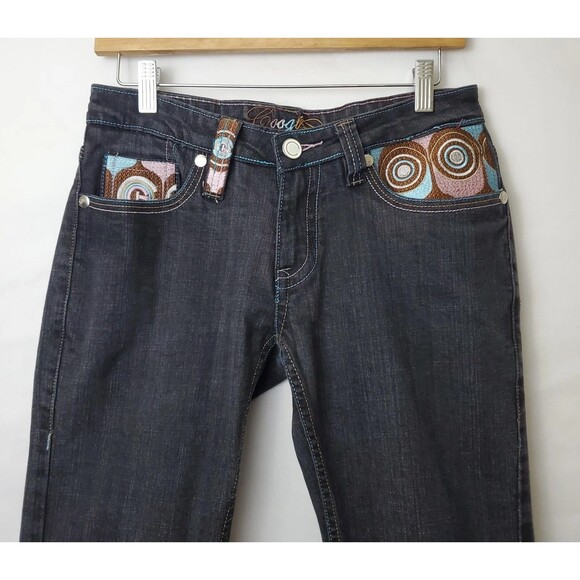 Coogi Womens Low Rise Straight Leg Jeans Size 9/10 Pink Blue Brown Embroidery - Picture 5 of 7